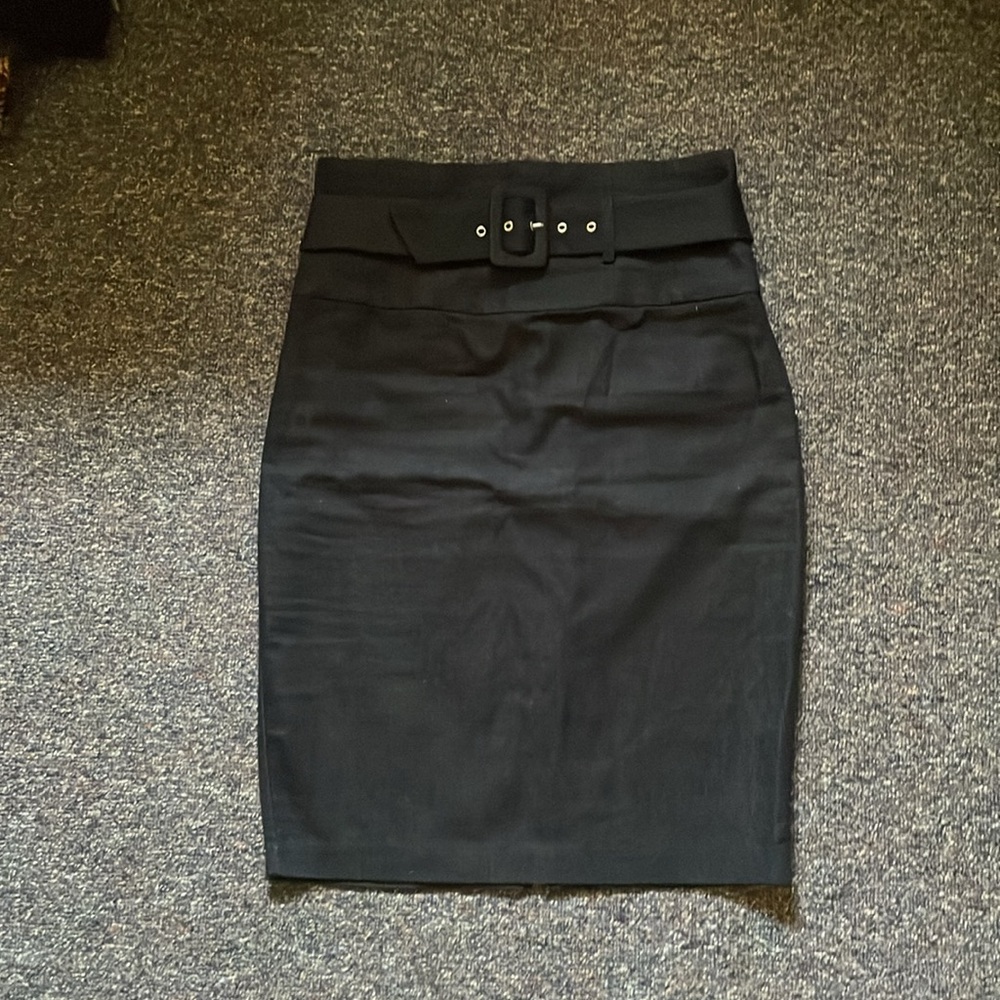 Black cinched high-waisted pencil skirt - Picture 4 of 12